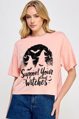CTS-E3161 Local Witches Halloween Graphic Relaxed Crop Top $11
