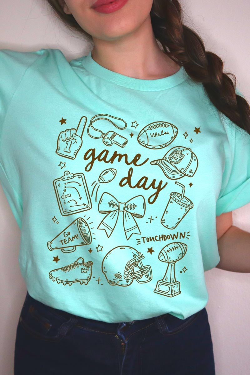 US3001-E3081 Football Doodles Graphic Tee $12.5