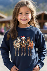 UL180B-E3182Z Christmas Horses Kids Graphic Sweatshirt $20