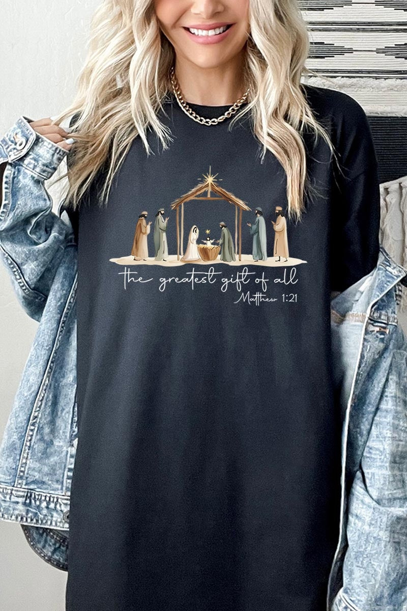 5000-E3183 Nativity Gift Graphic Heavy Cotton Tee $9