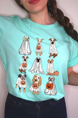 US3001P-E3106 Halloween Ghost Dog Graphic Plus Tee $16