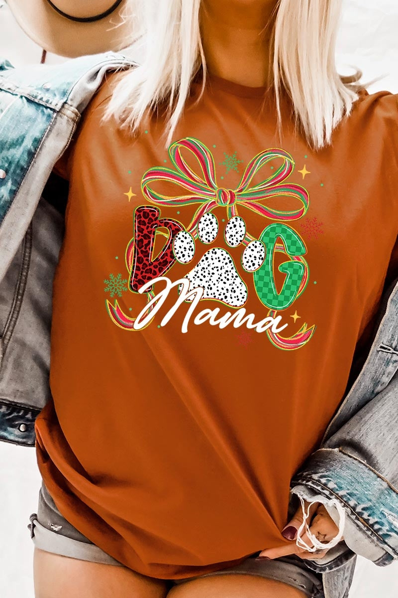 US3001-E3194 Dog Mama Christmas Paw Graphic Tee $12.5