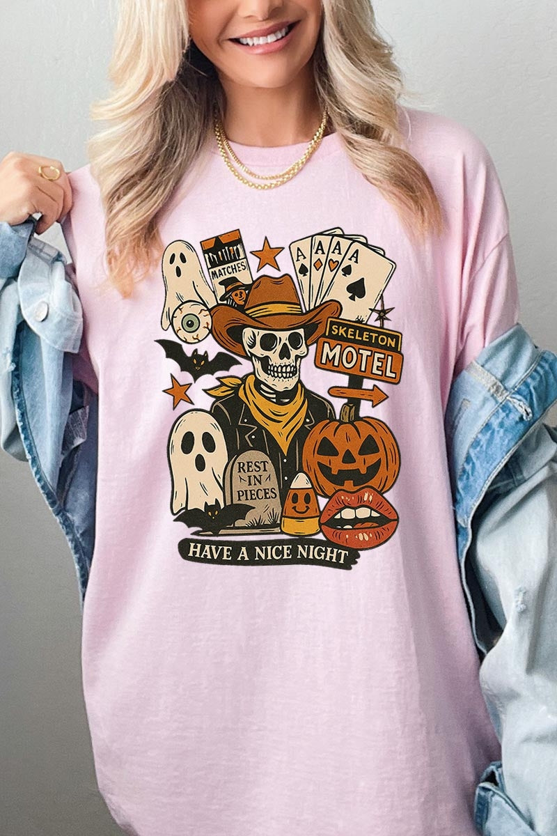 5000P-E3107 Spooky Skeleton Graphic Plus Heavy Cotton Tee $12.75