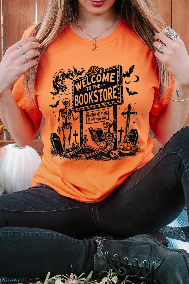 US3001-E3122 Bookstore Halloween Graphic Tee $12.5