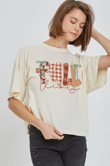 CTS-E3071 Fall Vibes Rustic Script Graphic Relaxed Crop Top $11
