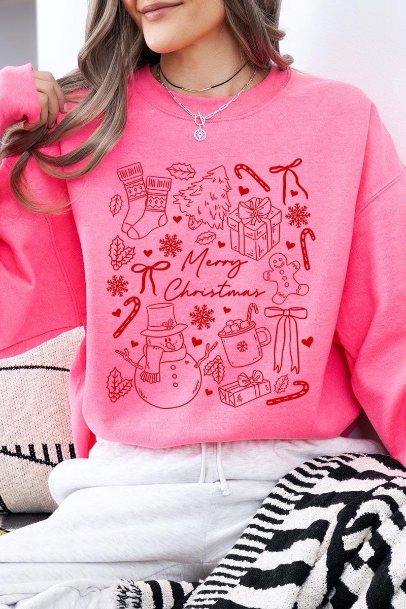 UL180-E3181 Christmas Doodle Graphic Sweatshirt $20