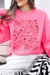 UL180-E3181 Christmas Doodle Graphic Sweatshirt $20