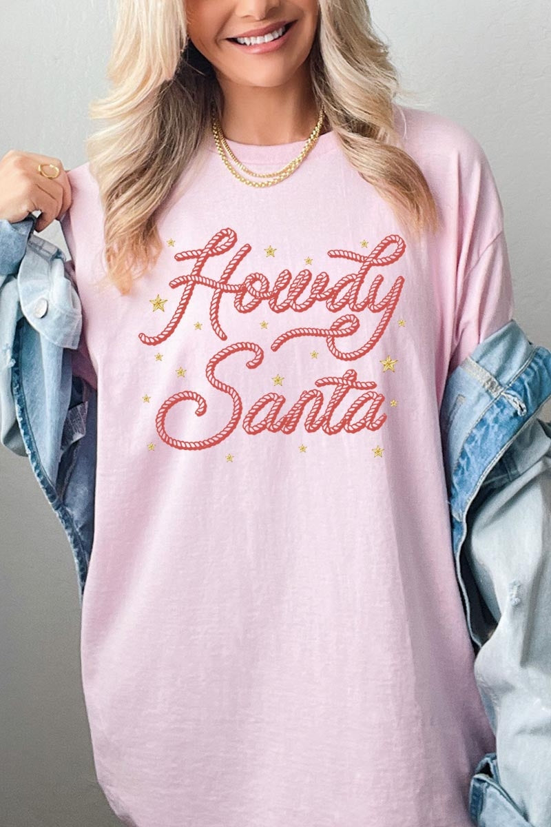 5000P-E3199 Howdy Santa Graphic Plus Heavy Cotton Tee $12.75