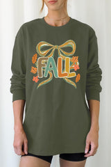 UL240-E3121 Fall Brushstroke Bow Graphic Long Sleeve Tee $13.75