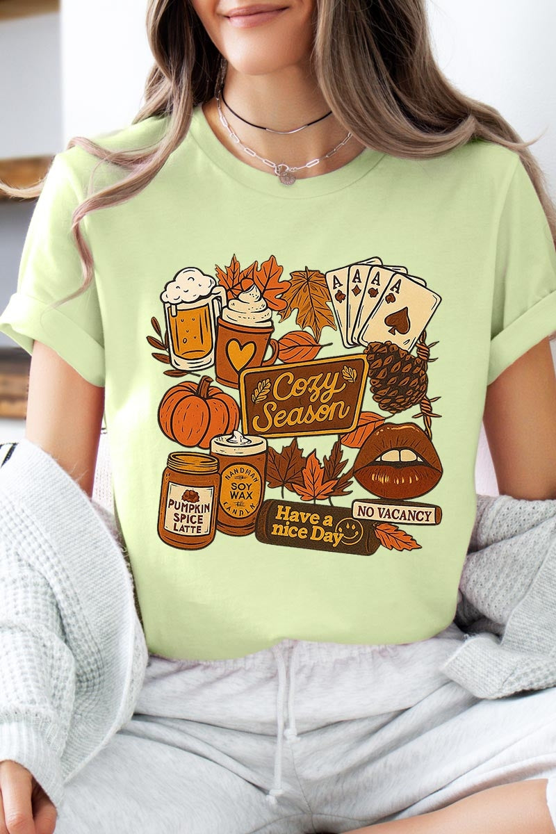 US3001-E3119 Retro Fall Collage Graphic Tee $12.5