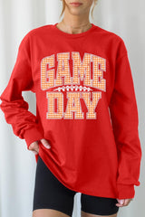UL240P-E3129 Orange Gingham Game Day Plus Long Sleeve Tee $17