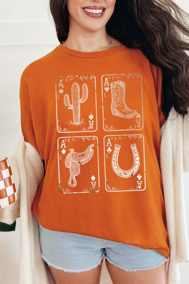 5000-E3094 Western Cowgirl Card Graphic Heavy Cotton Tee $9