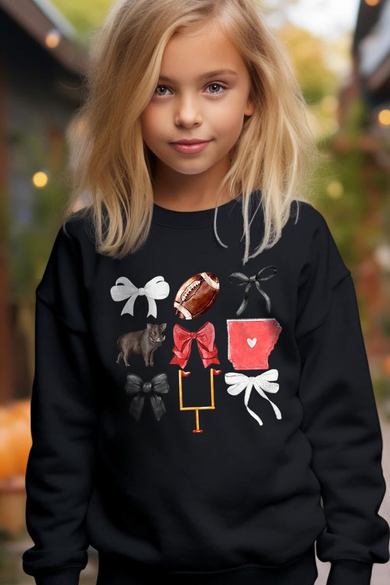 UL180B-E3077Z Arkansas Football Kids Graphic Sweatshirt $20