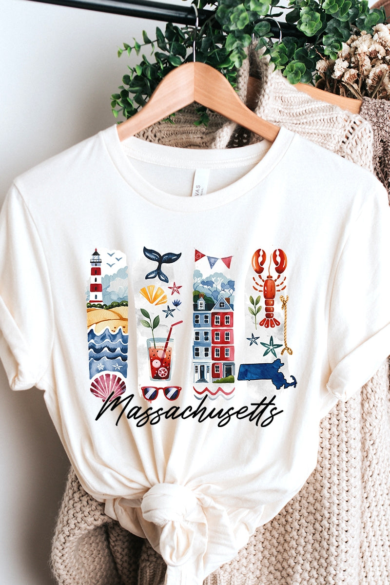 US3001P-E3061MA Massachusetts State Brushstroke Graphic Plus Tee $16