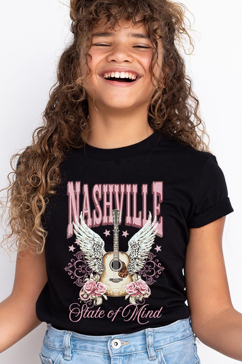 US3001Y-E3157Z Nashville Rose Kids Graphic Tee $11