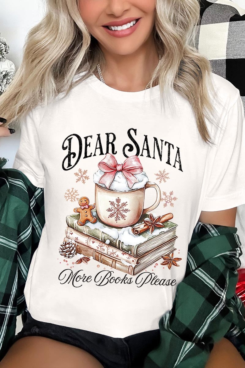 US3001P-E3205 Dear Santa Books Graphic Plus Tee $16