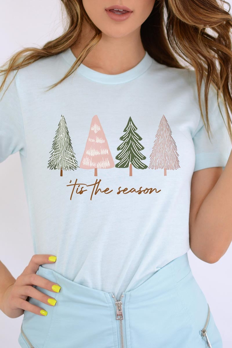 US3001P-E3218 Rustic Christmas Trees Graphic Plus Tee $16