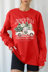 UL240-E3174 North Pole Christmas Graphic Long Sleeve Tee $13.75