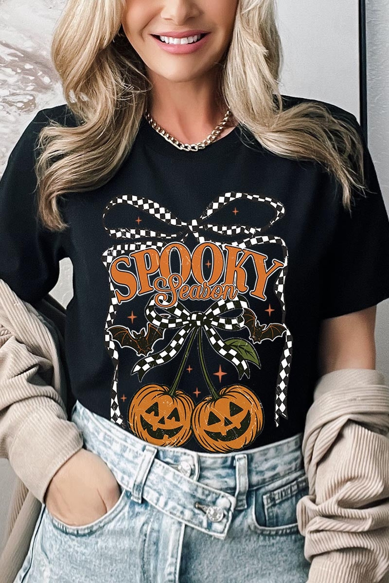 US3001-E3085 Pumpkin Cherries Graphic Tee $12.5