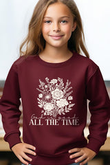 UL180B-E3116Z God Is Good Floral Kids Graphic Sweatshirt $20