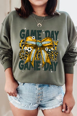 UL180-E3090 Yellow Football Game Day Bow Graphic Sweatshirt $20