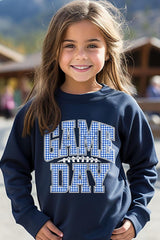 UL180B-E3130Z Blue Gingham Game Day Kids Graphic Sweatshirt $20