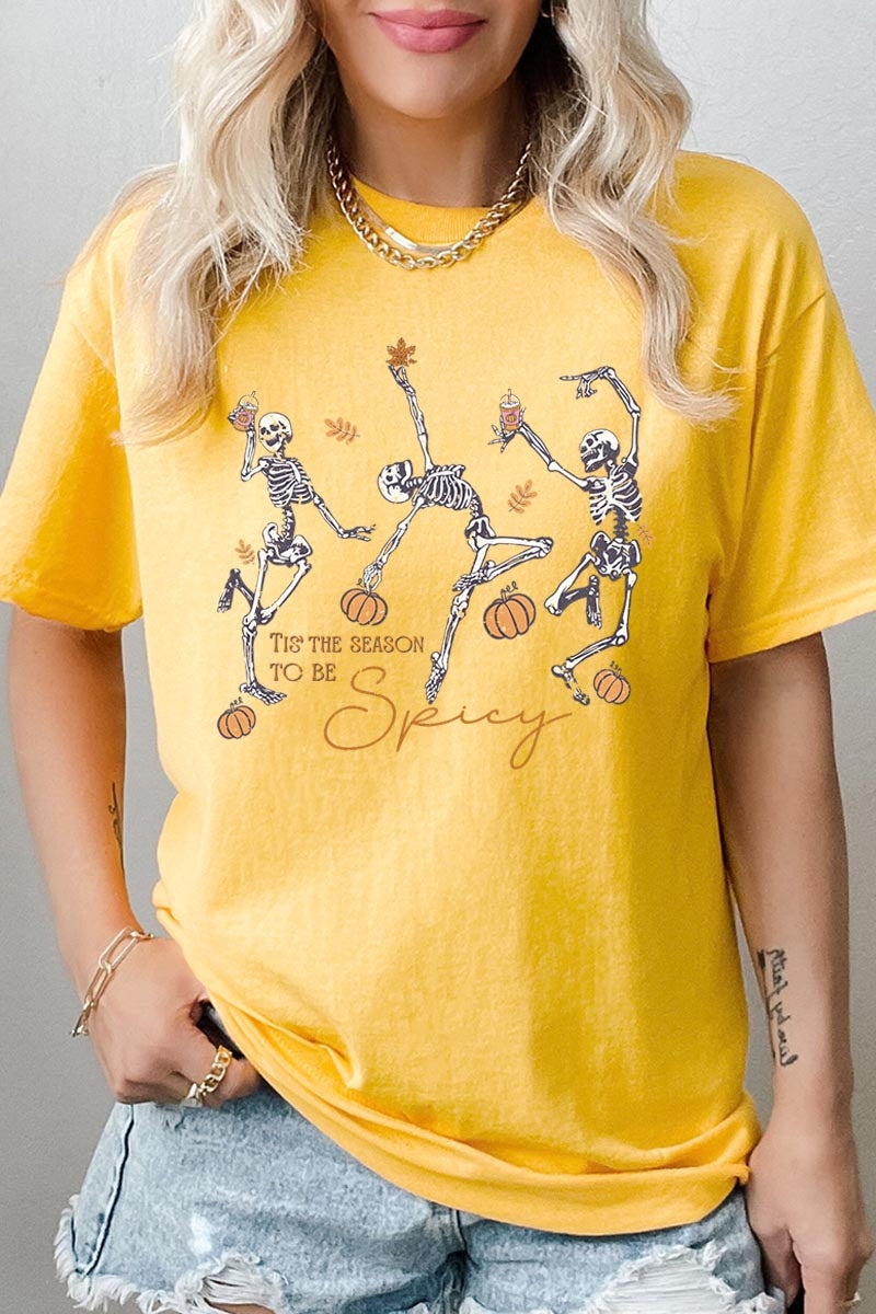 5000-E3123 Halloween Skeleton Graphic Heavy Cotton Tee $9