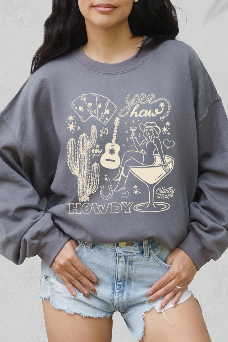 UL180P-E3097 Cowgirl Country Music Graphic Plus Sweatshirt $25
