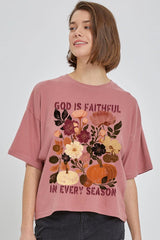 CTS-E3171 Faithful In Every Season Graphic Relaxed Crop Top $11