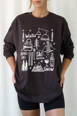 UL240-E3188 Ski Doodle Graphic Long Sleeve Tee $13.75