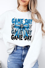 UL180P-E3089 Blue Silver Football Game Day Bow Plus Sweatshirt $25