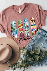 US3001-E3061ME Maine State Brushstroke Graphic Tee $12.5