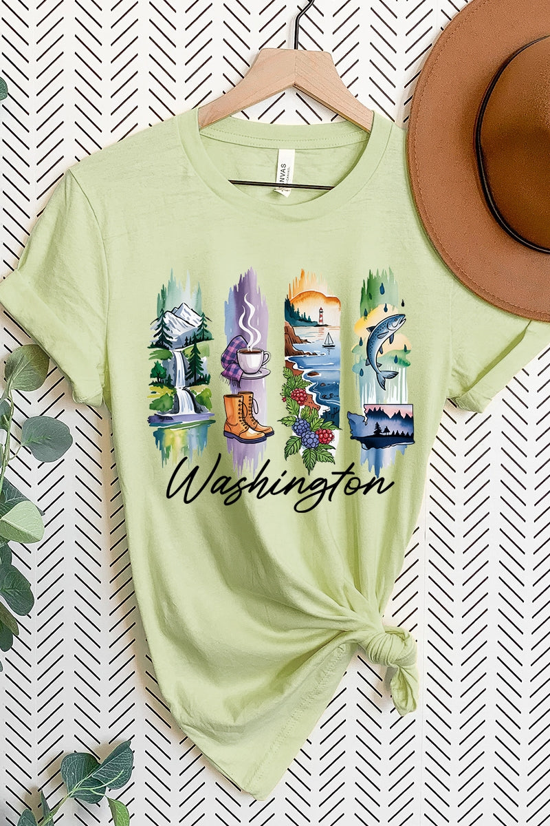 US3001P-E3061WA Washington State Brushstroke Graphic Plus Tee $16