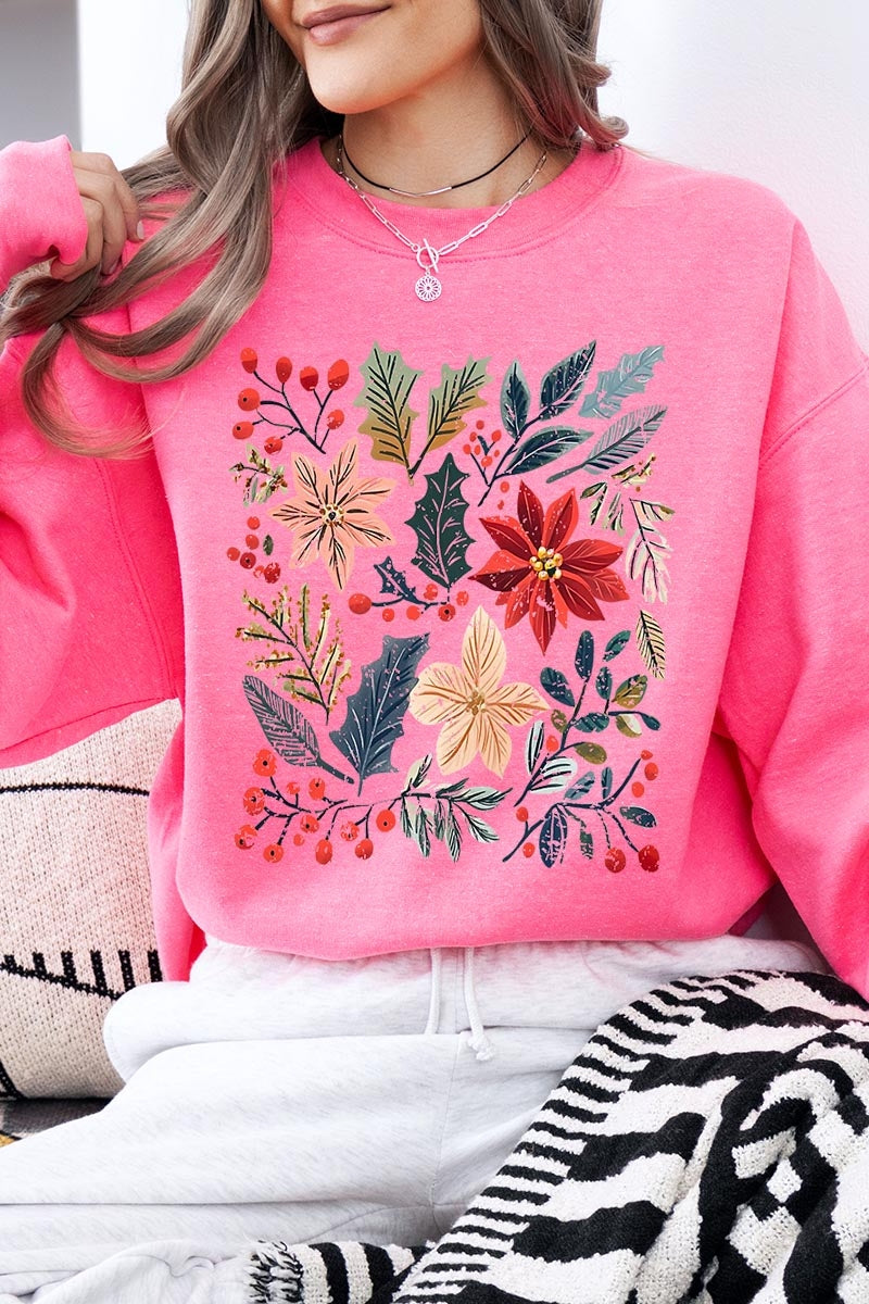 UL180-E3186 Floral Christmas Graphic Sweatshirt $20