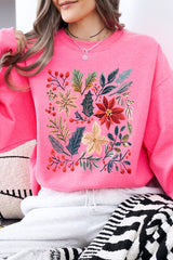 UL180P-E3186 Floral Christmas Graphic Plus Sweatshirt $25