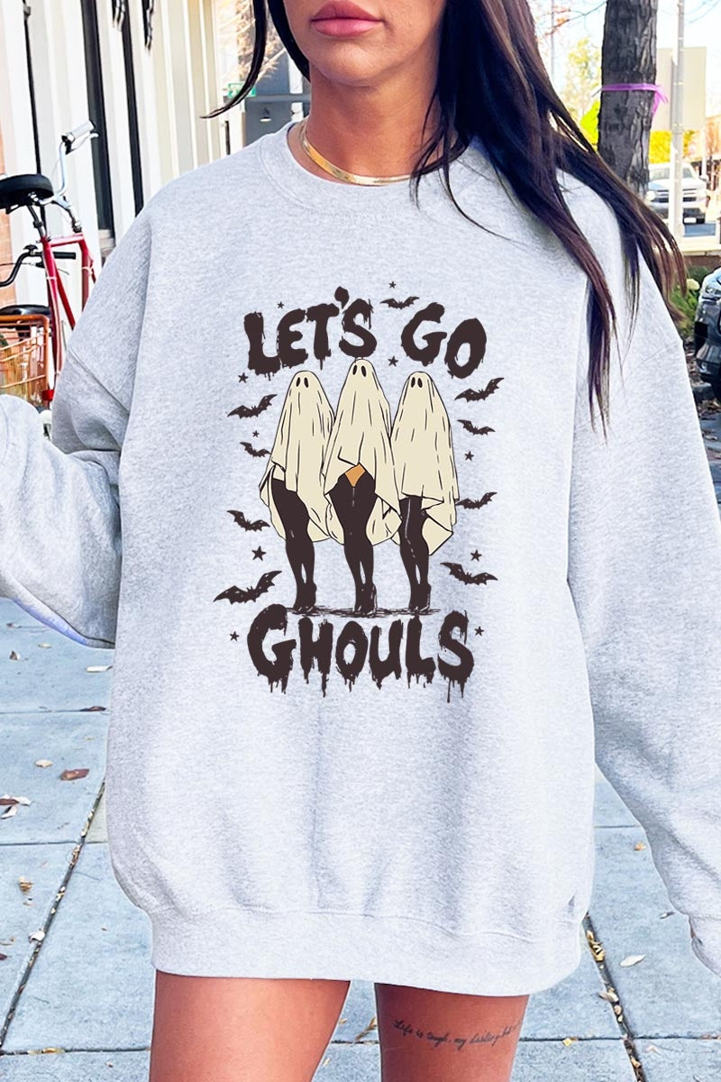 UL180-E3160 Letu2019s Go Ghouls Ghost Graphic Sweatshirt $20