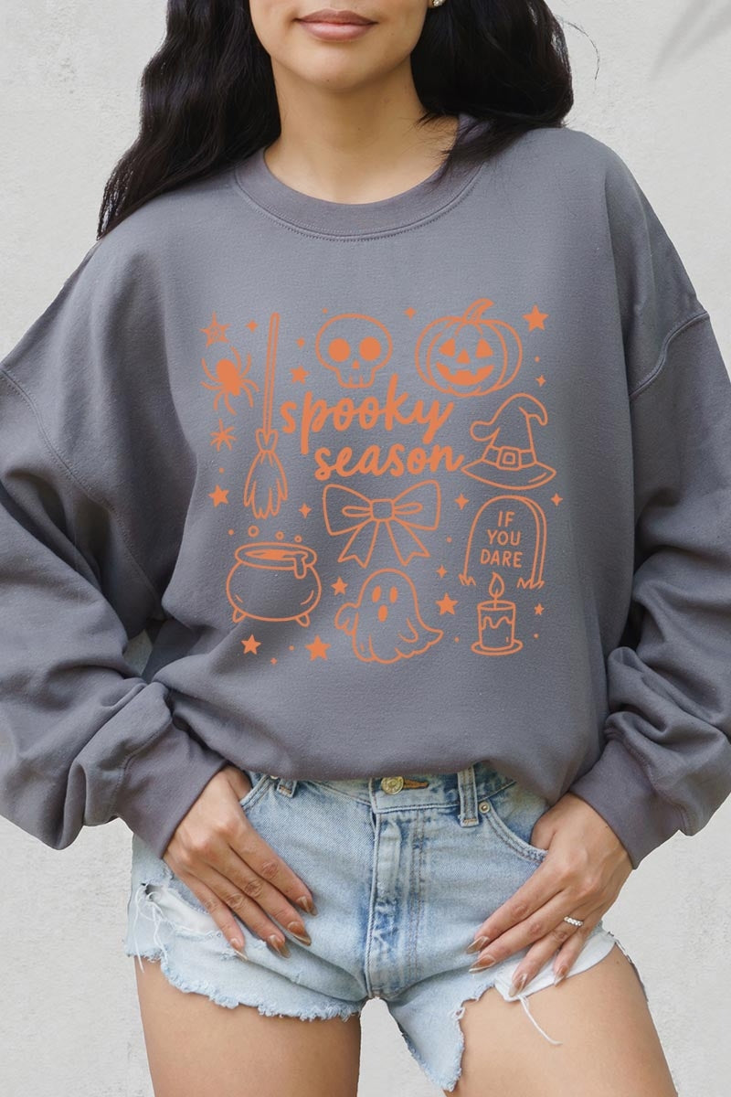 UL180P-E3141 Halloween Doodle Graphic Plus Sweatshirt $25