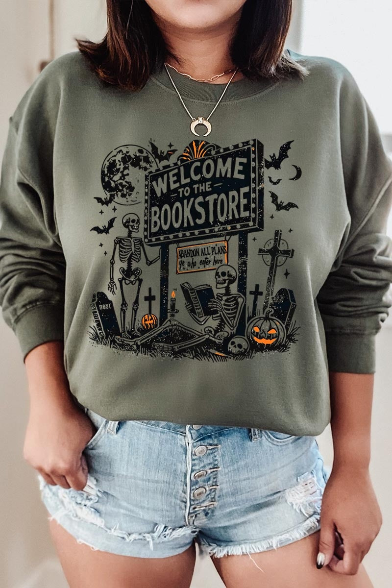 UL180P-E3122 Bookstore Halloween Graphic Plus Sweatshirt $25