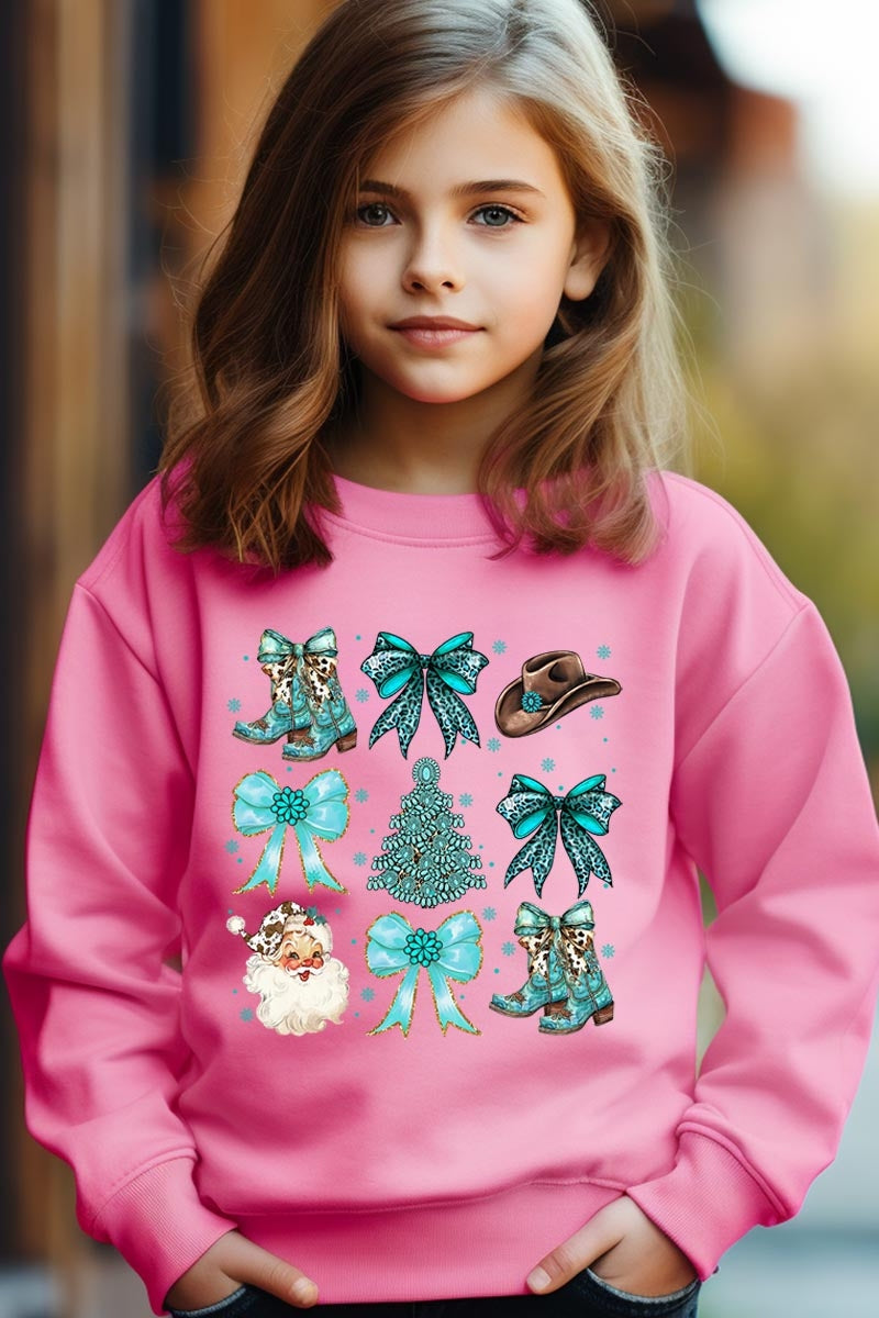 UL180B-E3180Z Western Christmas Kids Graphic Sweatshirt $20