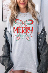 US3001-E3197 Merry Christmas Bow Graphic Tee $12.5