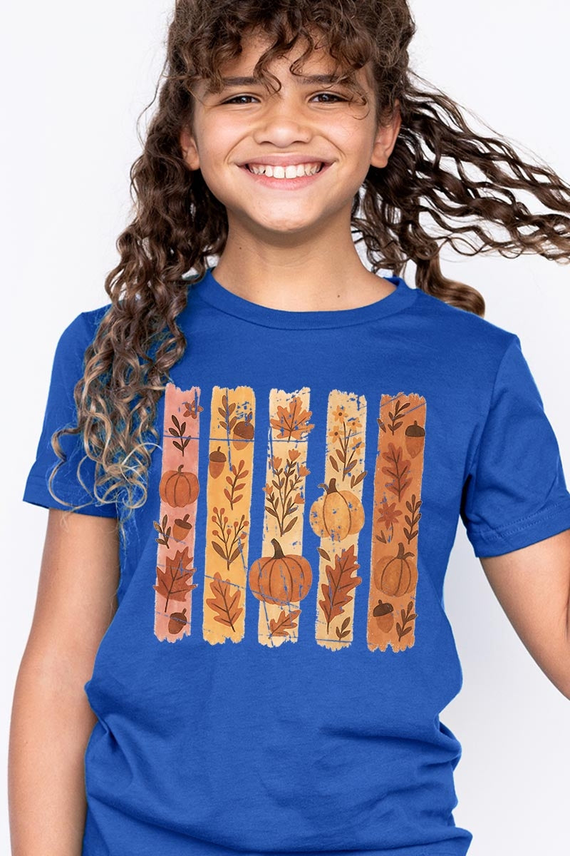 US3001Y-E3110Z Brushstroke Boho Fall Kids Graphic Tee $11