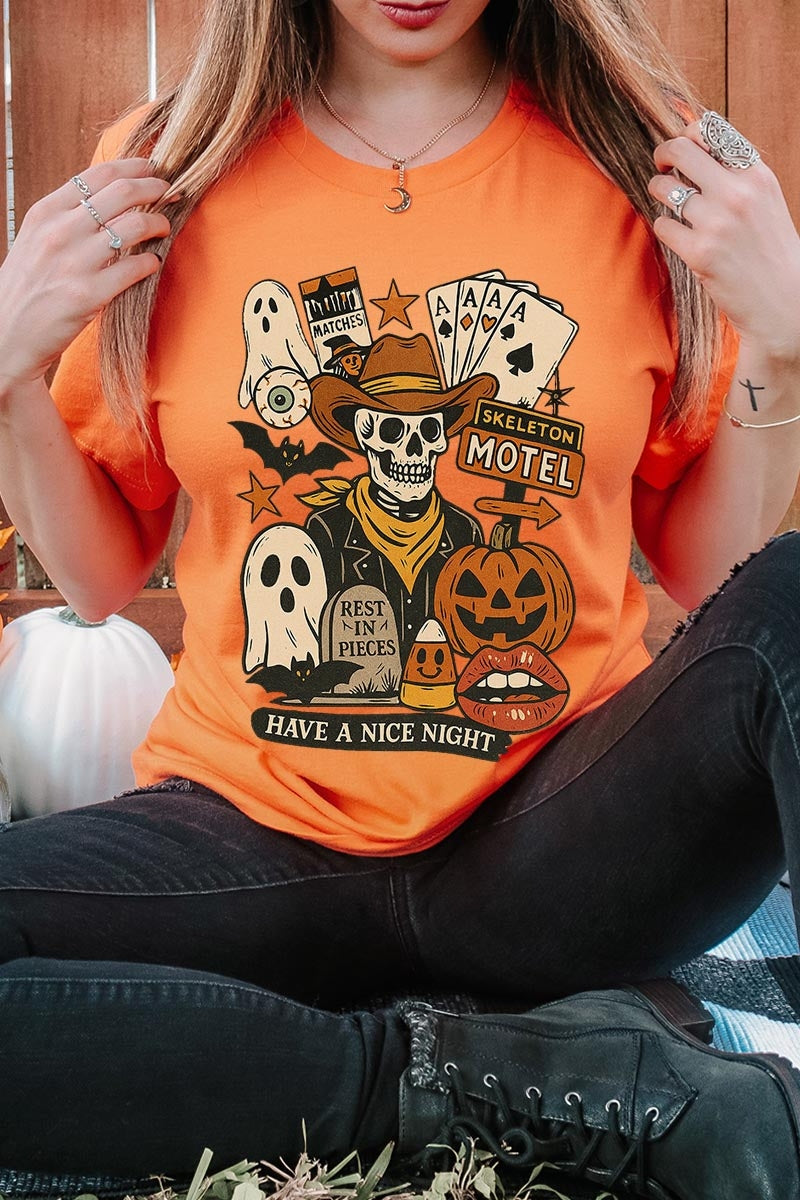 US3001P-E3107 Spooky Western Skeleton Graphic Plus Tee $16