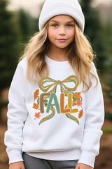 UL180B-E3121Z Fall Brushstroke Bow Kids Graphic Sweatshirt $20
