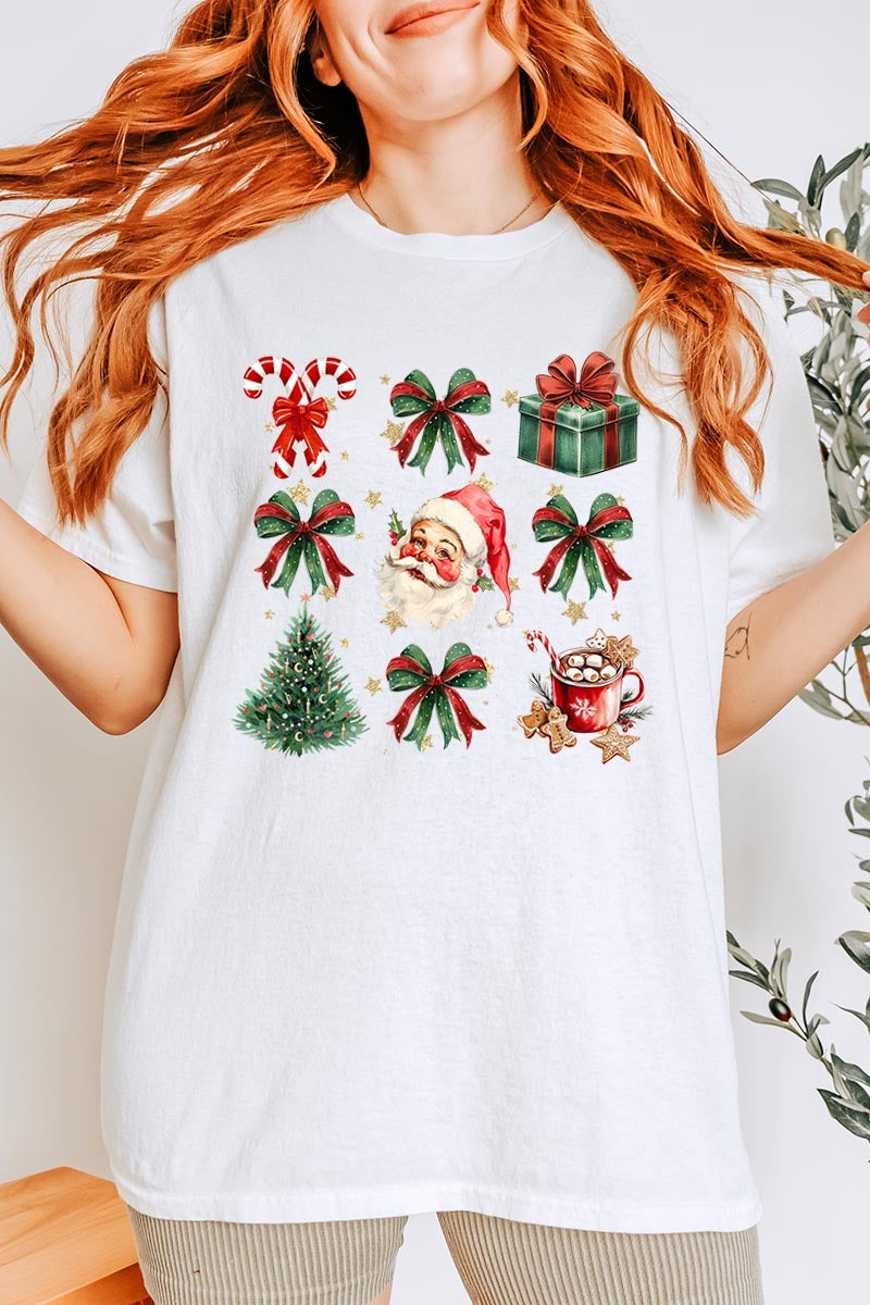 5000P-E3217 Santa Gifts & Bows Christmas Graphic Plus Heavy Cotton Tee $12.75