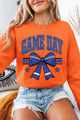 UL180-E3065 Blue Game Day Football Bow Graphic Sweatshirt $20