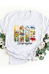 US3001P-E3061NE Nebraska State Brushstroke Graphic Plus Tee $16