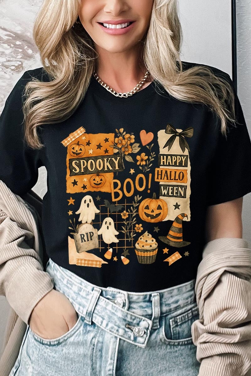 US3001-E3084 Halloween collage Graphic Tee $12.5