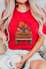 US3001P-E3150 Halloween Truck Dogs Graphic Plus Tee $16