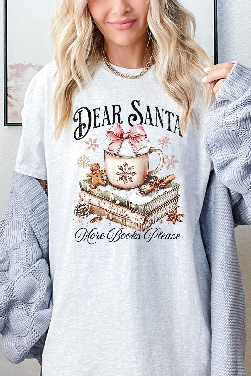 5000-E3205 Dear Santa Books Graphic Heavy Cotton Tee $9