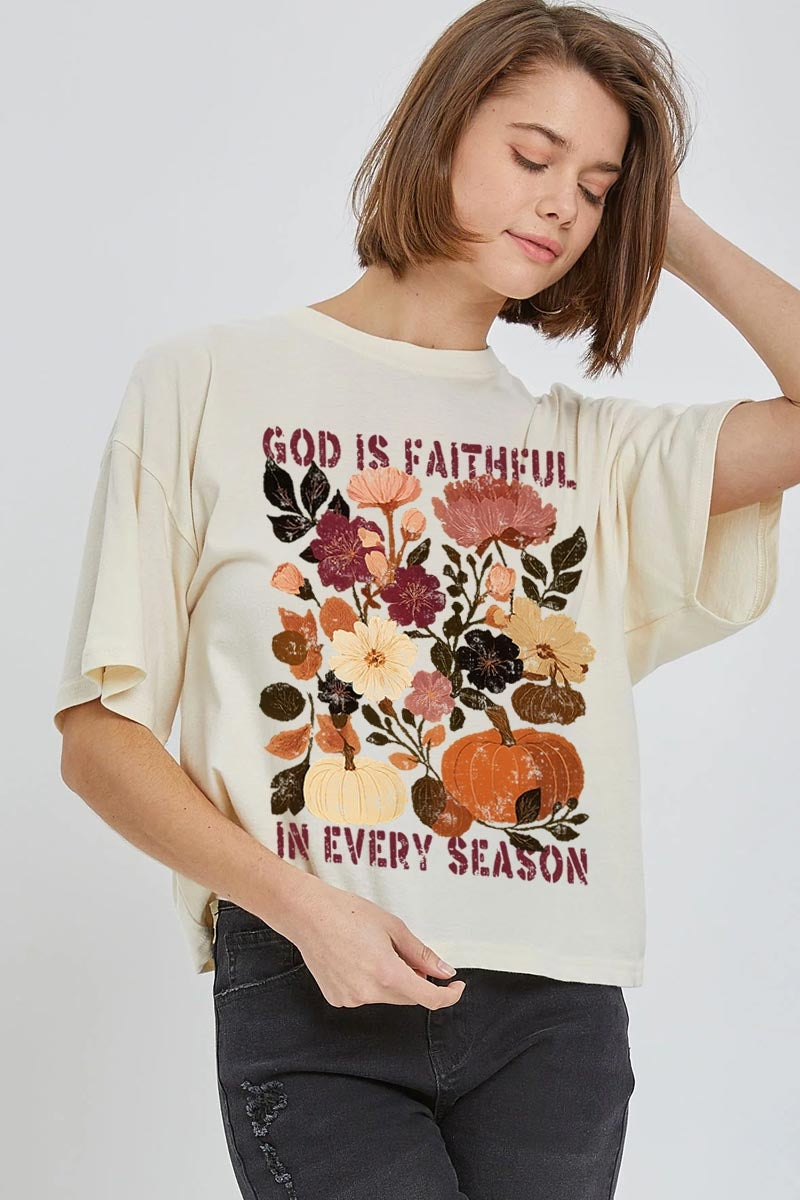 CTS-E3171 Faithful In Every Season Graphic Relaxed Crop Top $11